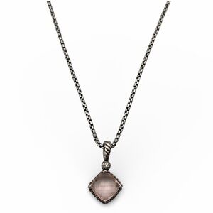 DAVID YURMAN STERLING SILVER PINK QUARTZ PENDANT NECKLACE